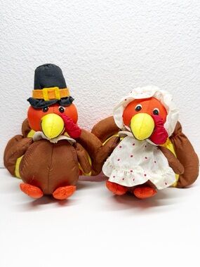 Vintage Russ Plush Pilgrim Turkey Set